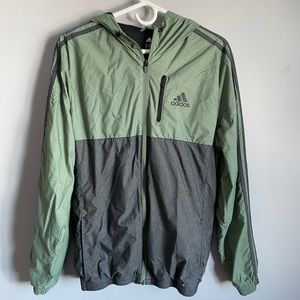 Grey and Green Adidas Wind Breaker